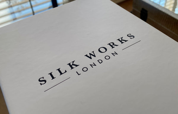 Silk Works London mulberry silk pillowcase gift box.