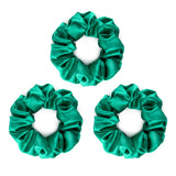 Set of three jade green silk scrunchies made from 100% pure mulberry silk – Silk Works