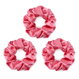 Set of three watermelon pink silk scrunchies made from 100% pure mulberry silk – Silk Works