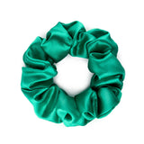 Silk Works large jade green mulberry silk scrunchie with a smooth, lustrous finish for gentle hair styling.