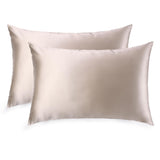 Pair of Silk Works 100% mulberry silk pillowcases in caramel, shown on a white background.
