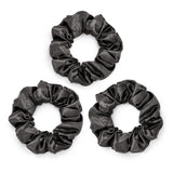 Set of three charcoal grey silk scrunchies made from 100% pure mulberry silk – Silk Works
