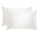 Pair of Silk Works 100% mulberry silk pillowcases in ivory, shown on a white background.