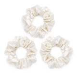 Set of three ivory silk scrunchies made from 100% pure mulberry silk – Silk Works