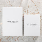 Silk Works London UK silk pyjama gift set boxes.