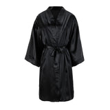 Black mulberry silk robe – soft, sleek, and elegantly draped for a luxurious, sophisticated look