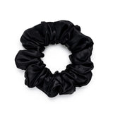 Silk Works large black mulberry silk scrunchie with a smooth, lustrous finish for gentle hair styling.
