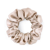 Silk Works large caramel mulberry silk scrunchie with a smooth, lustrous finish for gentle hair styling.