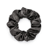 Silk Works large charcoal grey mulberry silk scrunchie with a smooth, lustrous finish for gentle hair styling.