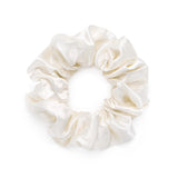 Silk Works large ivory mulberry silk scrunchie with a smooth, lustrous finish for gentle hair styling.