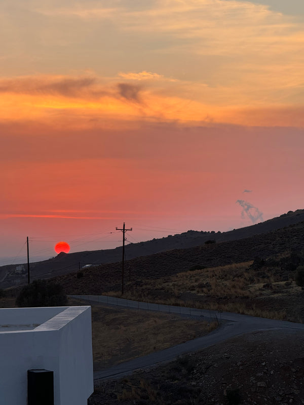 orange sunset with landscape and sky 