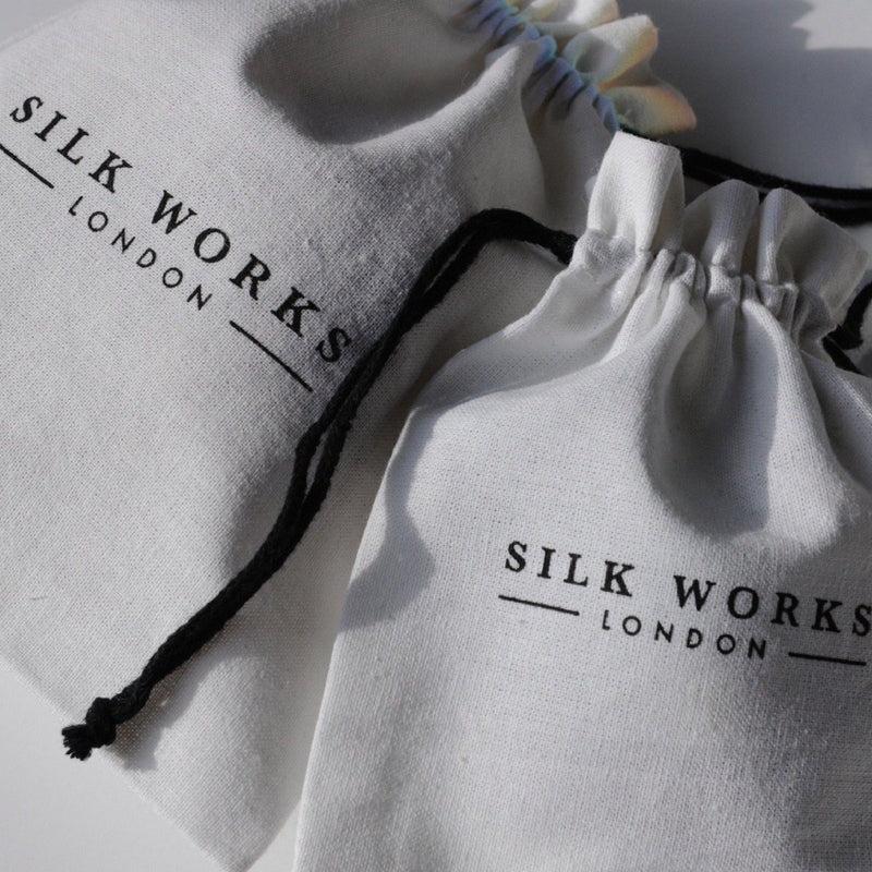 Silk Works London silk scrunchie gift bags.
