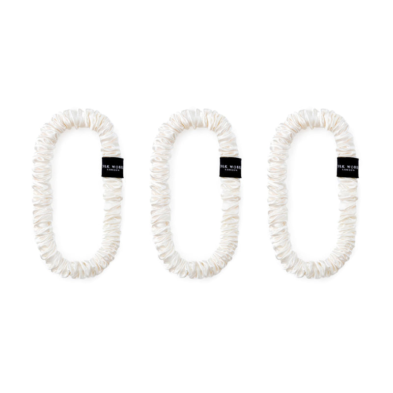 pack of 3 ivory silk scrunchies