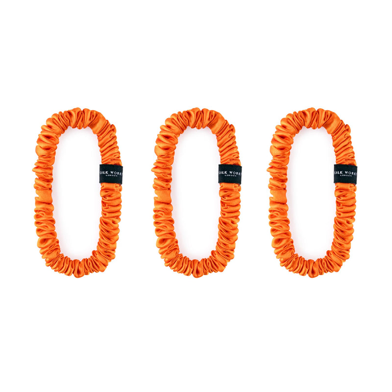 bright orange mulberry silk scrunchies for hair