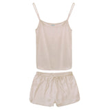 Caramel silk camisole and shorts pyjama gift set.
