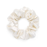 Large white mulberry silk scrunchie