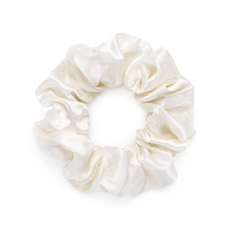Pure mulberry silk ivory scrunchie by Silk Works London UK