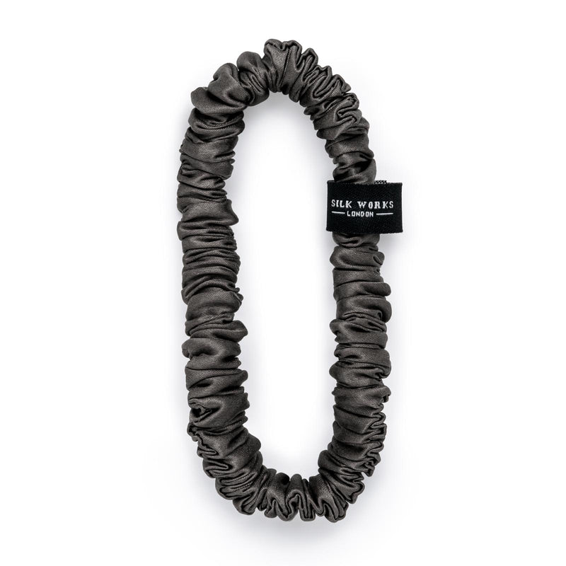 grey silk skinny scrunchie 
