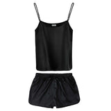 Black mulberry silk cami top and shorts