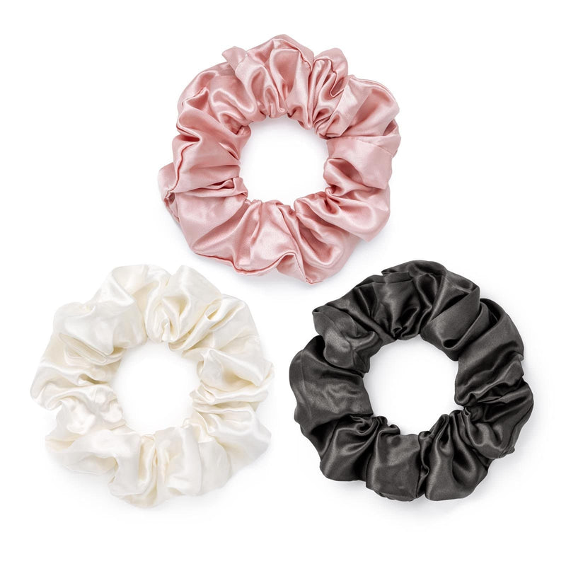pure mulberry silk scrunchies, 3 pack by Silk Works London UK