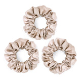 Set of 3 large 100% mulberry silk caramel scrunchies