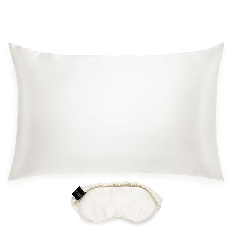 silk pillowcase and eye mask set in ivory