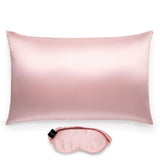 silk pillowcase and eye mask set in pink