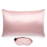Pink silk pillowcase and eye mask gift set for kids.
