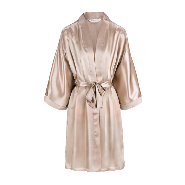 Caramel silk robe.