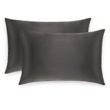 Set of two 100% mulberry silk charcoal grey pillowcases