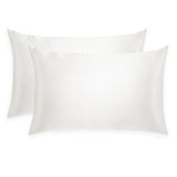 Set of two 100% mulberry silk ivory pillowcases