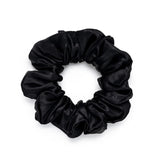 Large black mulberry silk scrunchie – soft, sleek, and designed for a gentle, crease-free hold